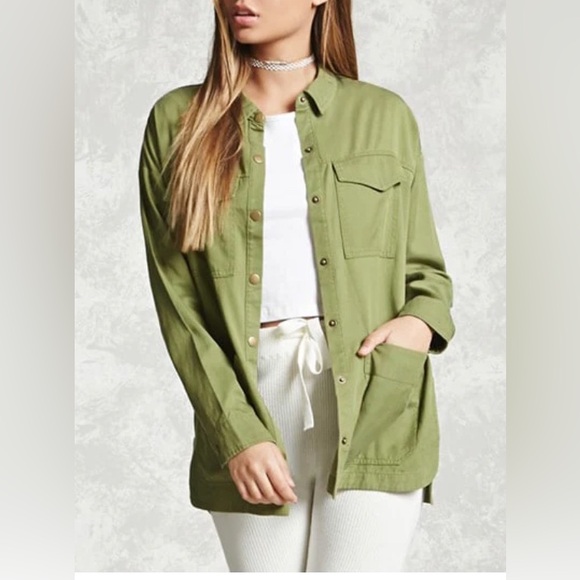 H&M Long-Sleeved “Tender Lovin’” Olive Blouse - Picture 4 of 8